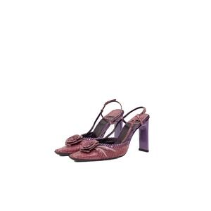 Casadei Purple Snake-Embossed Slingback Stiletto Heels‎ – Size US 5 / EU 35